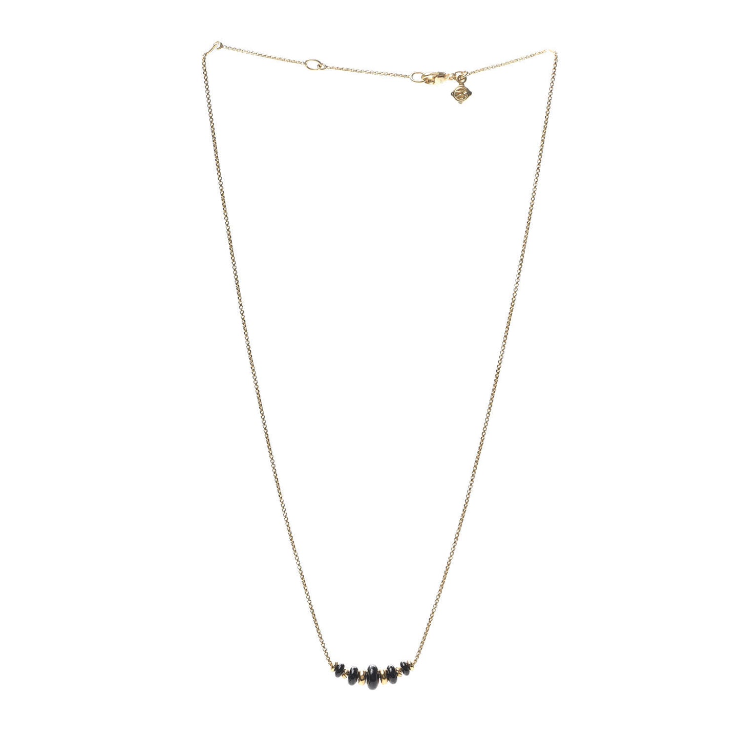 18K Yellow Gold Black Onyx Rio Rondelle Short Station Necklace