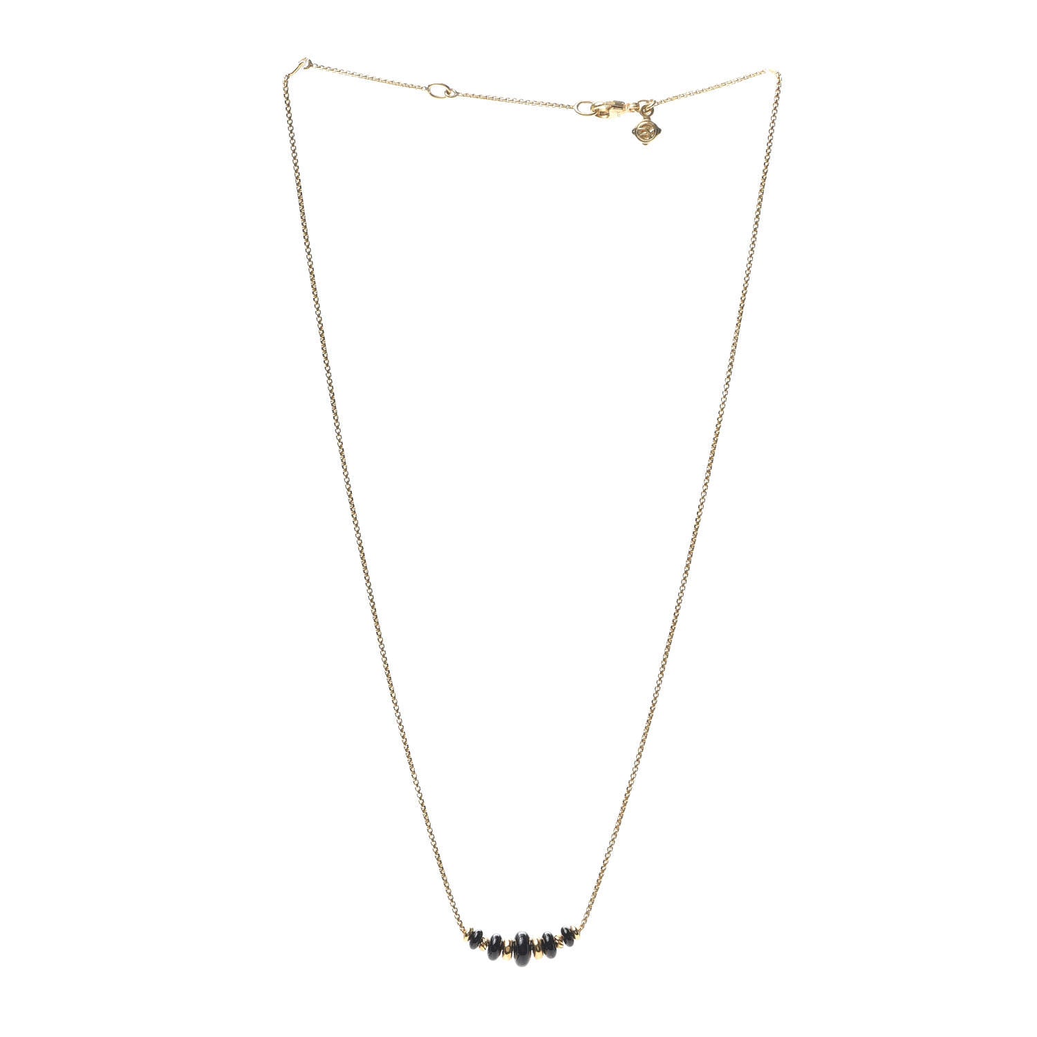 David Yurman 18K Yellow Gold Black Onyx Rio Rondelle Short Station Necklace 3 of 5