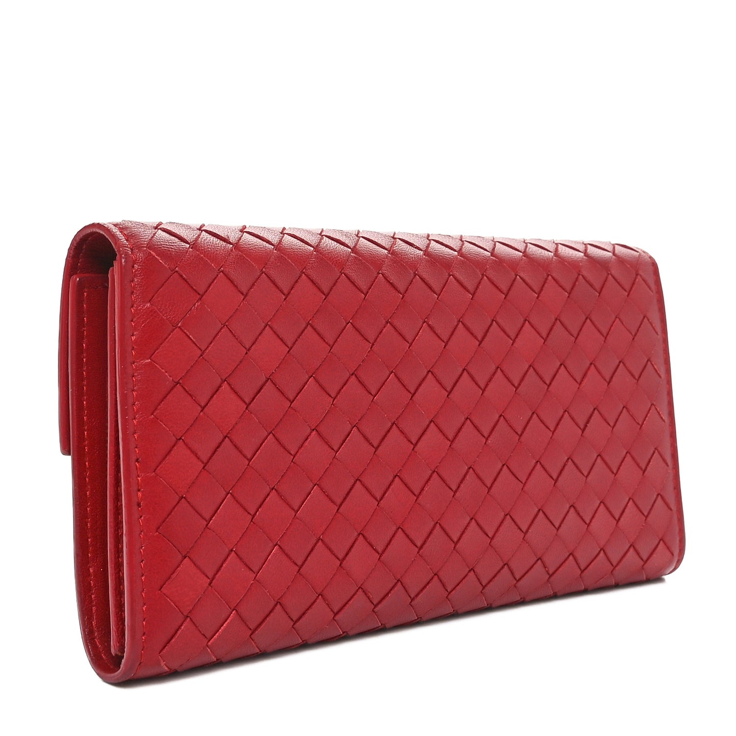 Nappa Intrecciato Continental Flap Wallet Cassis