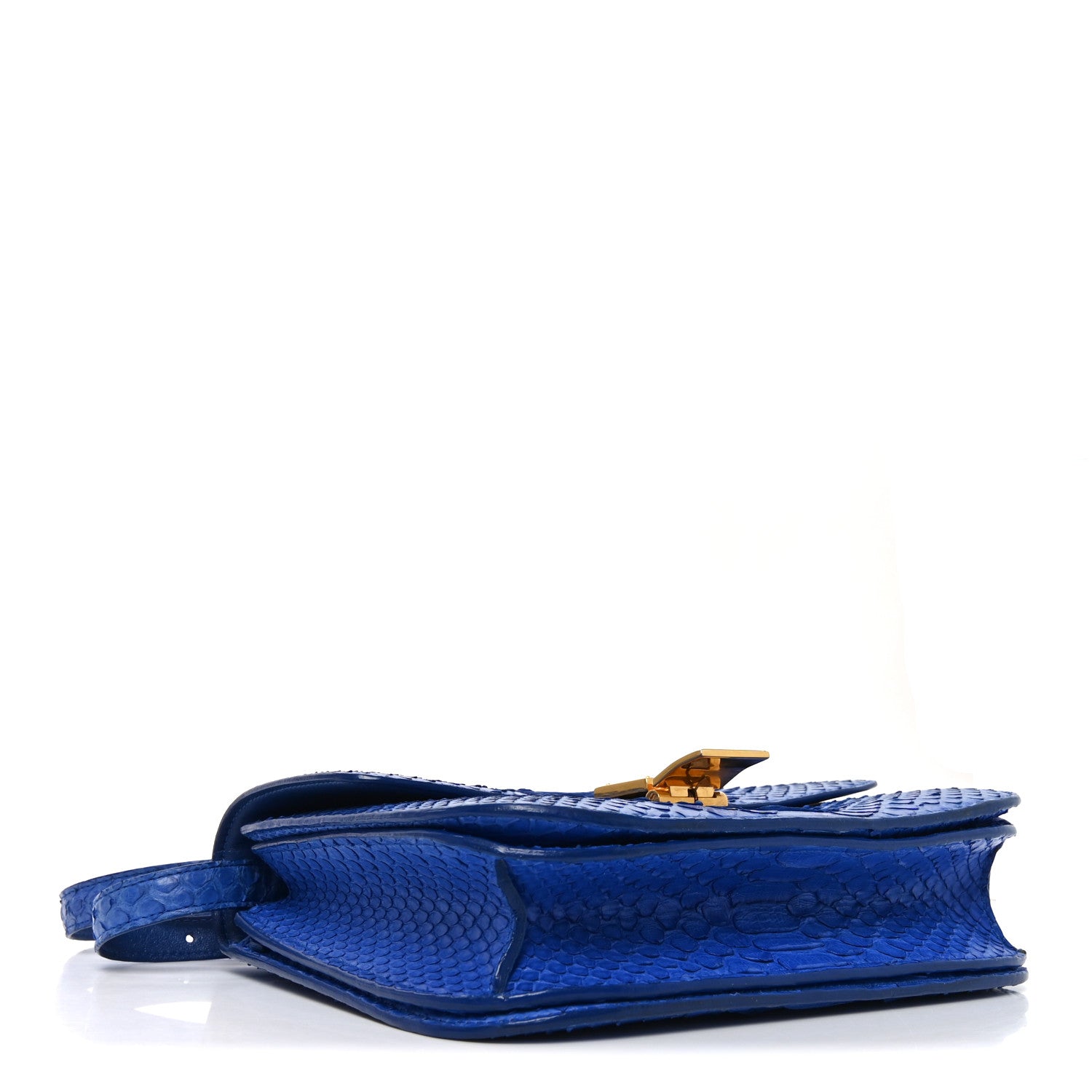 Celine Snakeskin Medium Classic Box Flap Blue 4 of 10