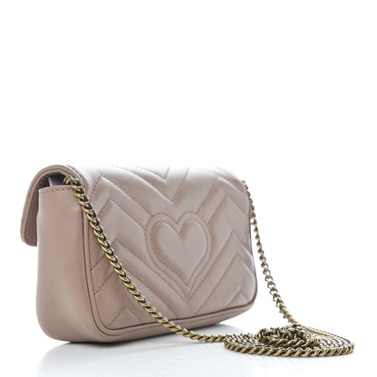 Gucci Calfskin Matelasse Super Mini GG Marmont Shoulder Bag Porcelain Rose 3 of 9