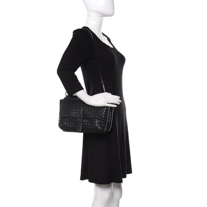 Bottega Veneta Nappa Intrecciato Flap Shoulder Bag Black 2 of 12