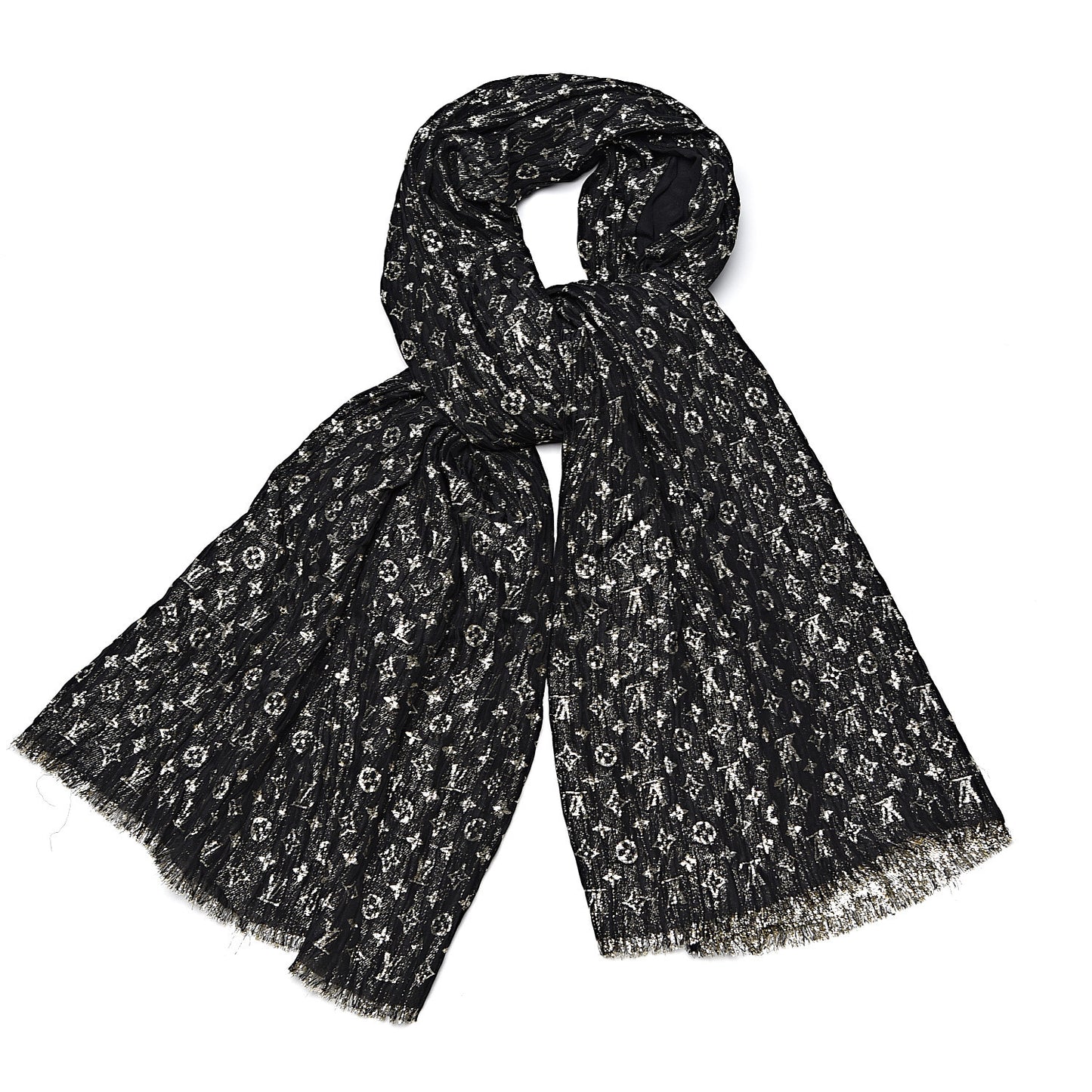 Silk Monogram So Glitter Stole Black