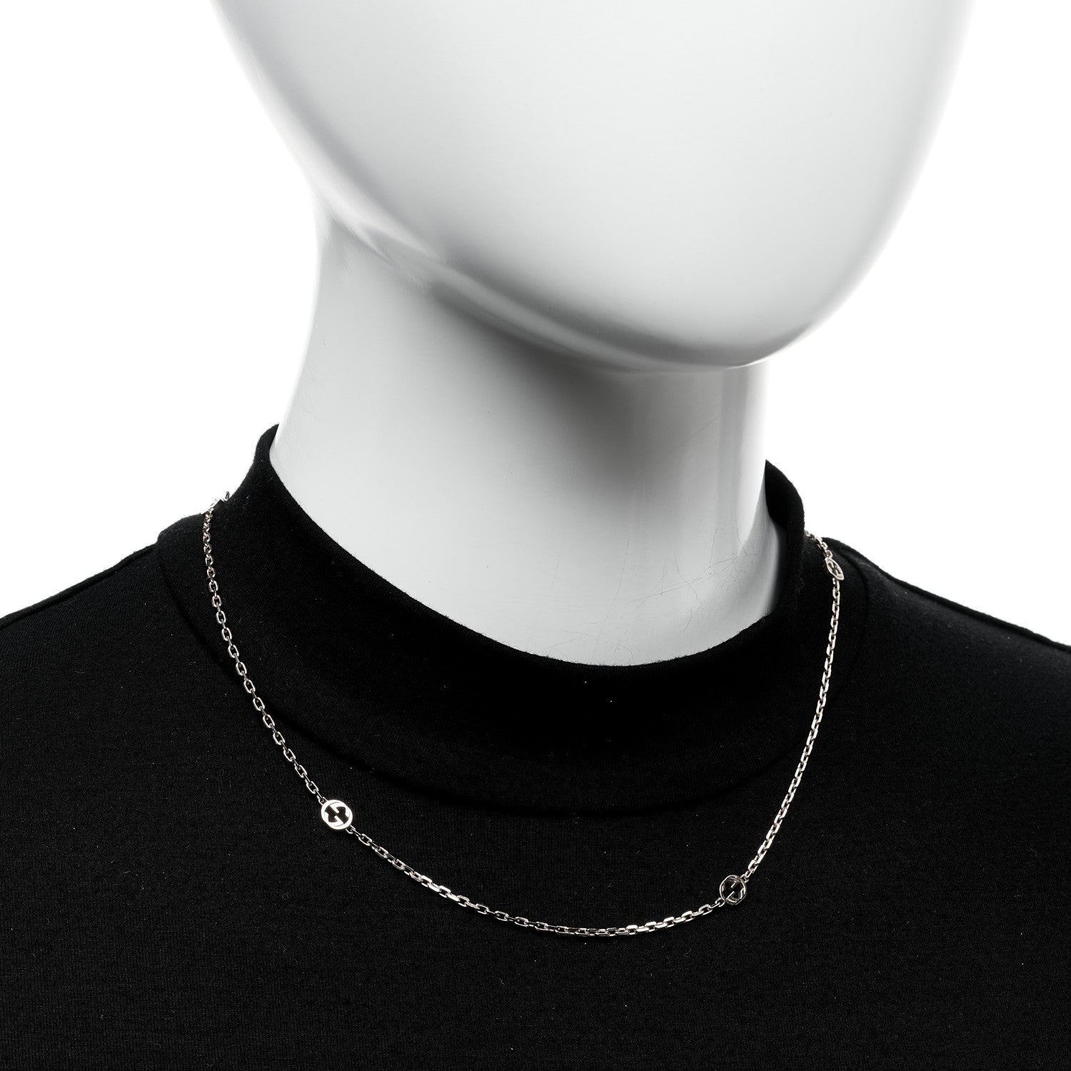 Gucci 18K Yellow Gold Running GG Station Necklace 2 of 6