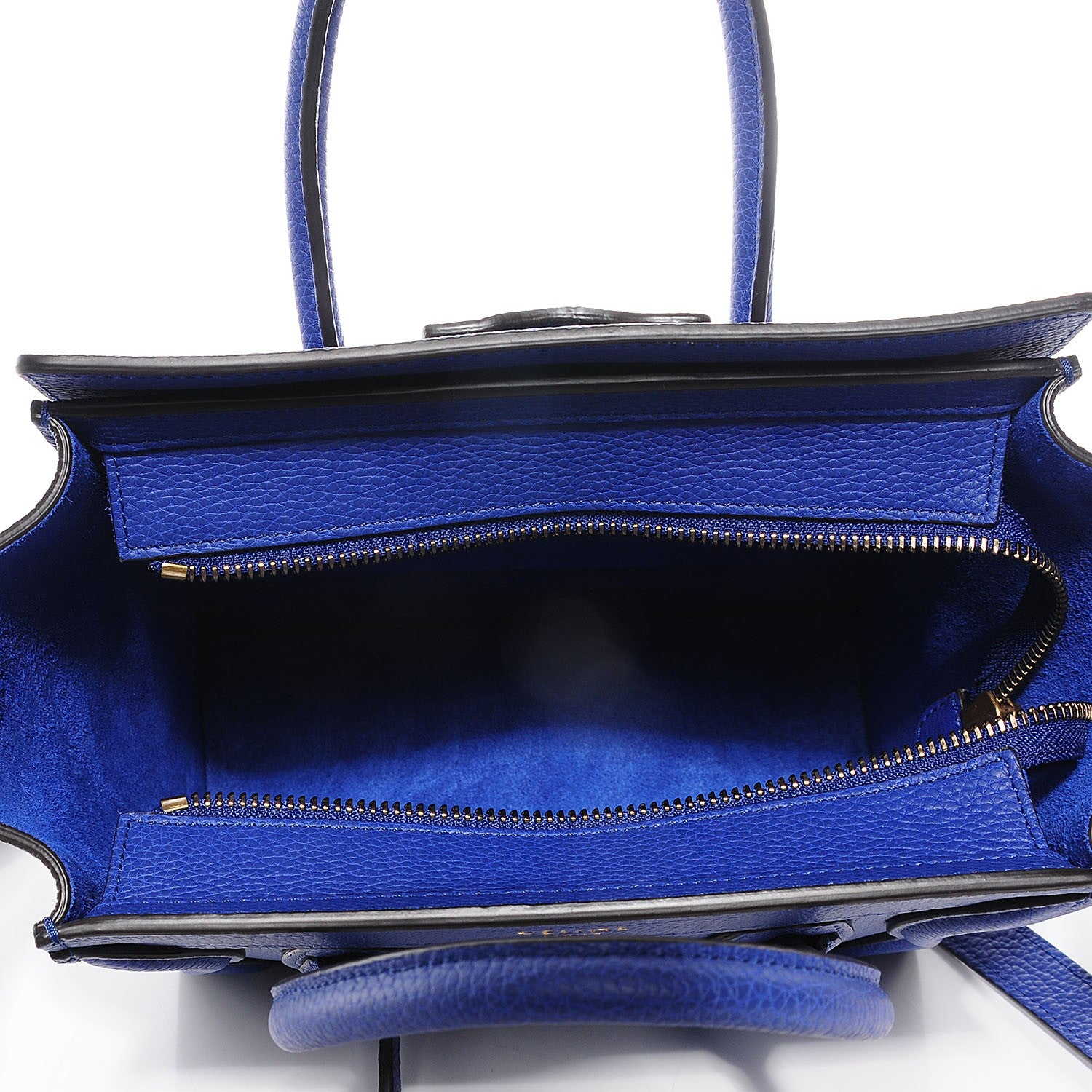 Celine Drummed Calfskin Nano Luggage Indigo 5 of 8
