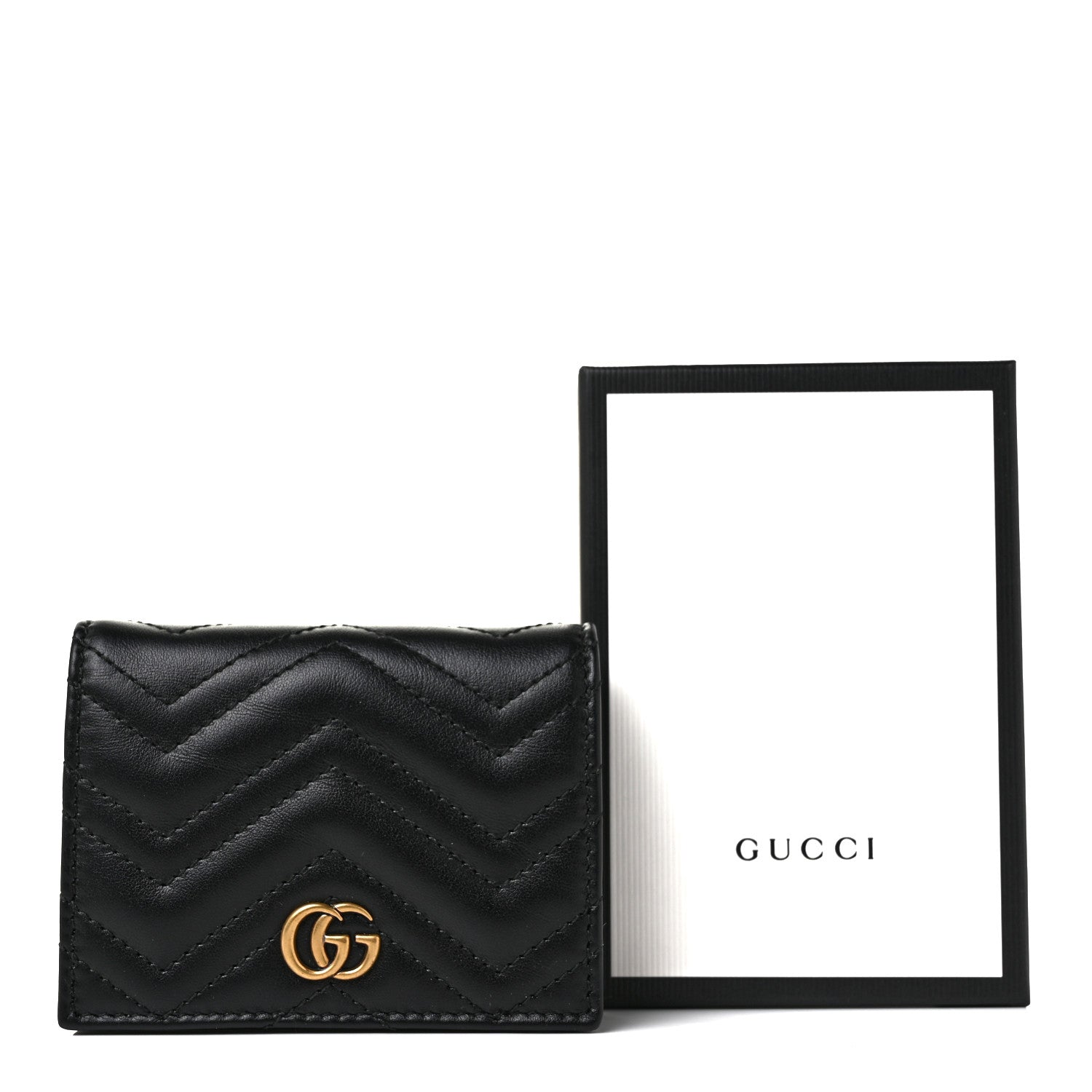 Gucci Calfskin Matelasse GG Marmont Card Case Wallet Black 9 of 9