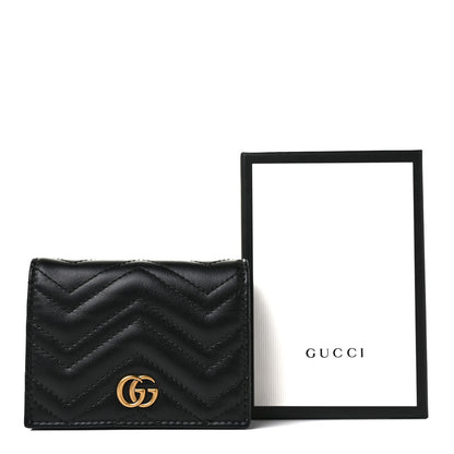 Gucci Calfskin Matelasse GG Marmont Card Case Wallet Black 9 of 9