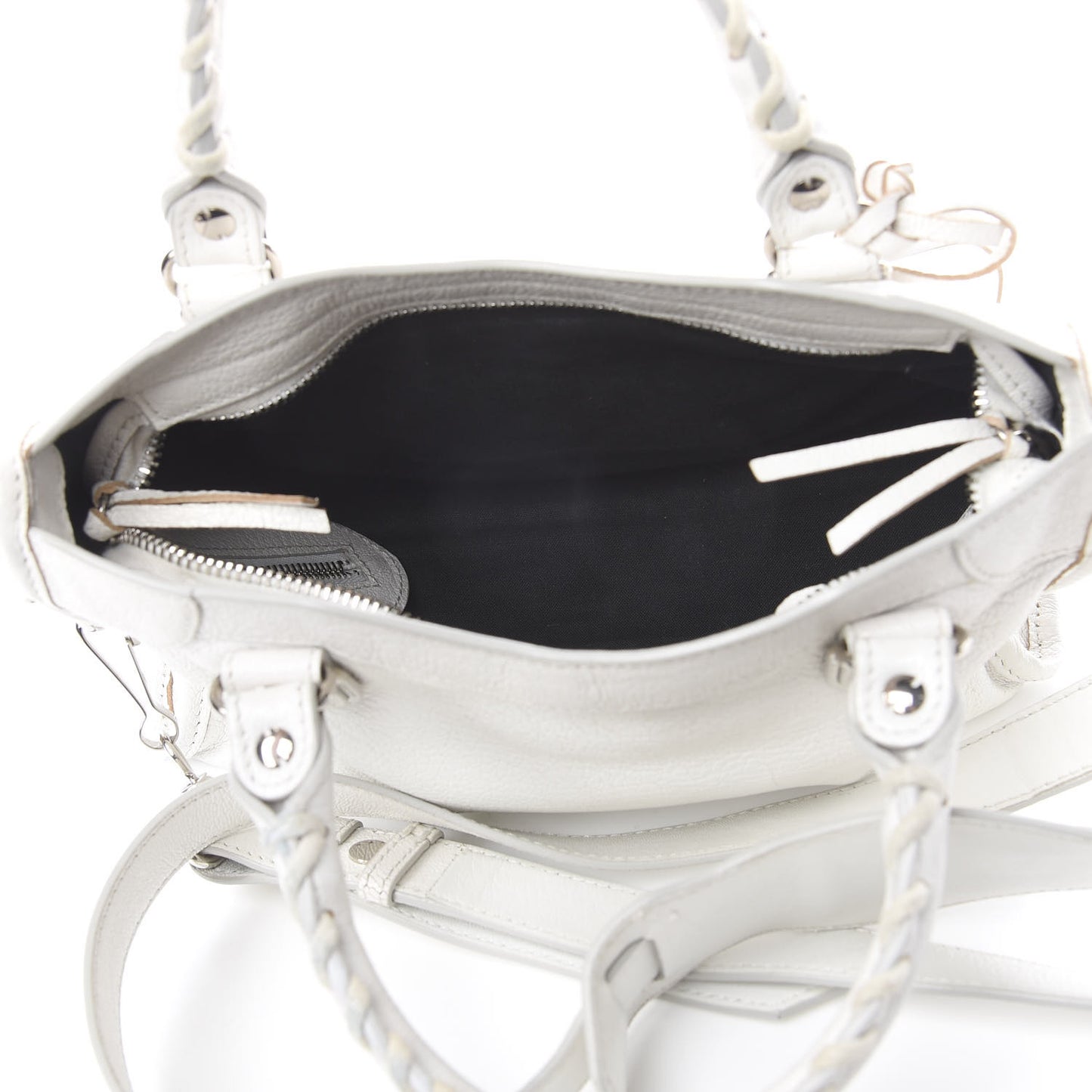 Chevre Silver Metallic Edge Hardware Mini City White