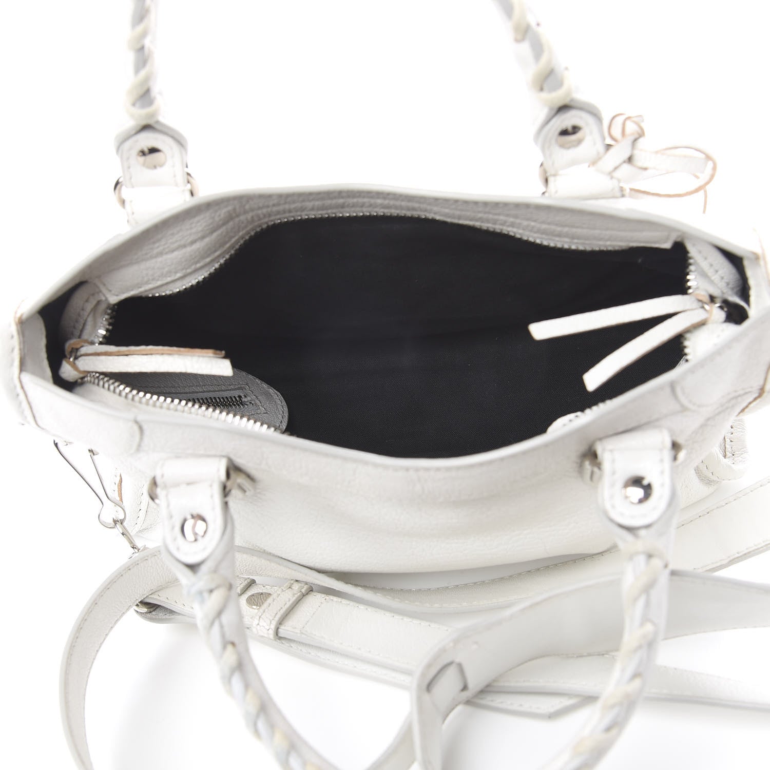 Balenciaga Chevre Silver Metallic Edge Hardware Mini City White 4 of 9