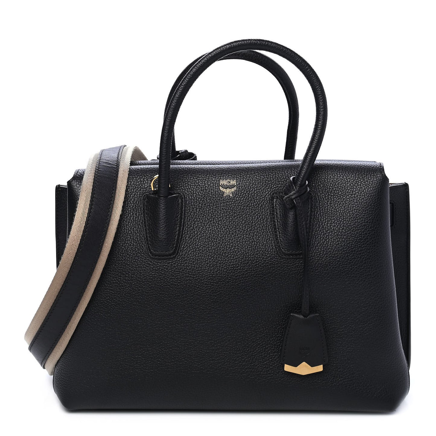 Grained Calfskin Medium Milla Tote Black