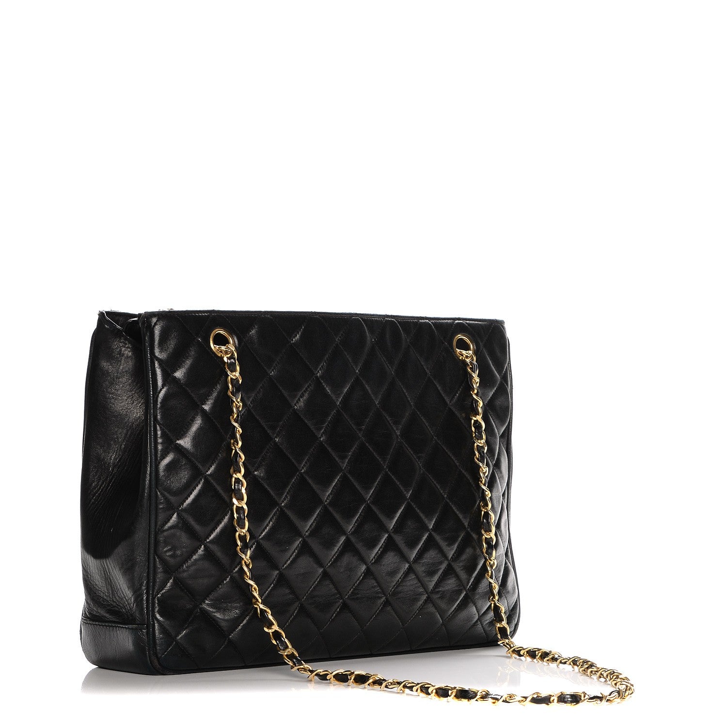 Chanel Lambskin Quilted Shopping Tote Black 4 of 9