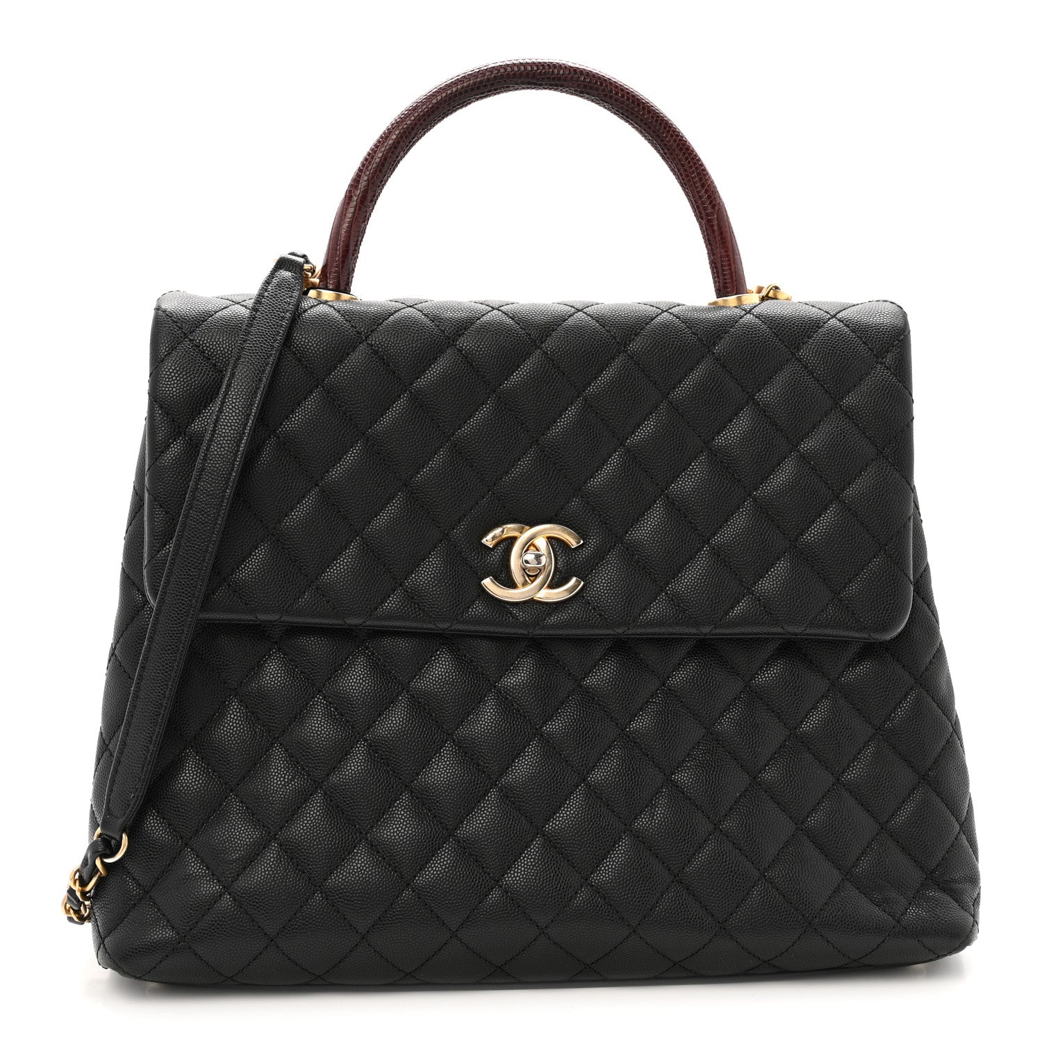 Chanel Caviar Lizard Quilted Large Coco Handle Flap Black 1 of 12