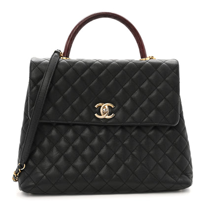 Chanel Caviar Lizard Quilted Large Coco Handle Flap Black 1 of 12