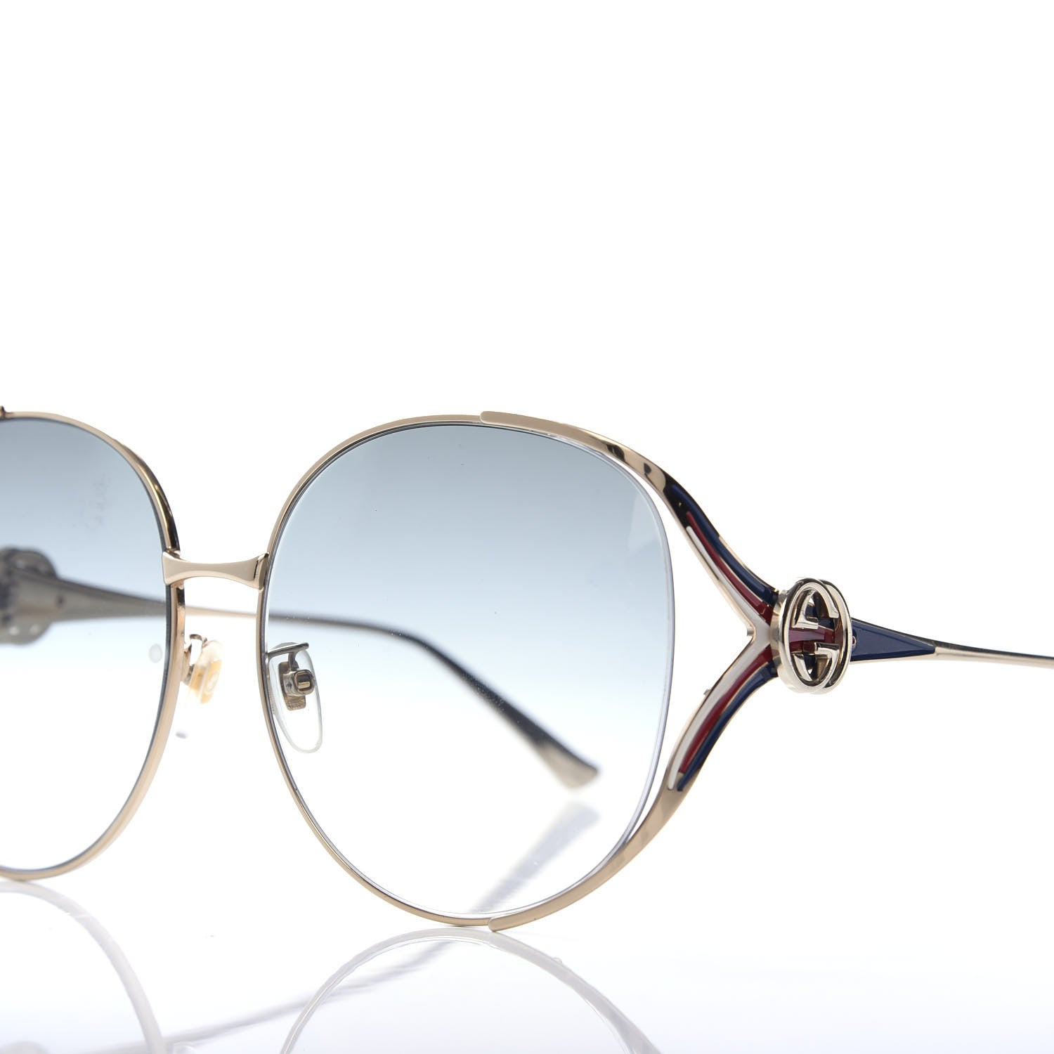 Gucci Metal Oversized Round Frame GG0225S Sunglasses Gold 7 of 7