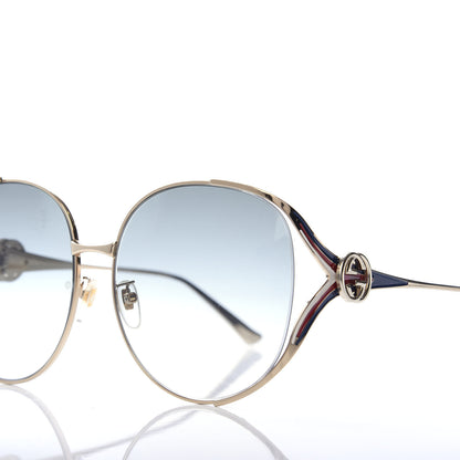 Gucci Metal Oversized Round Frame GG0225S Sunglasses Gold 7 of 7