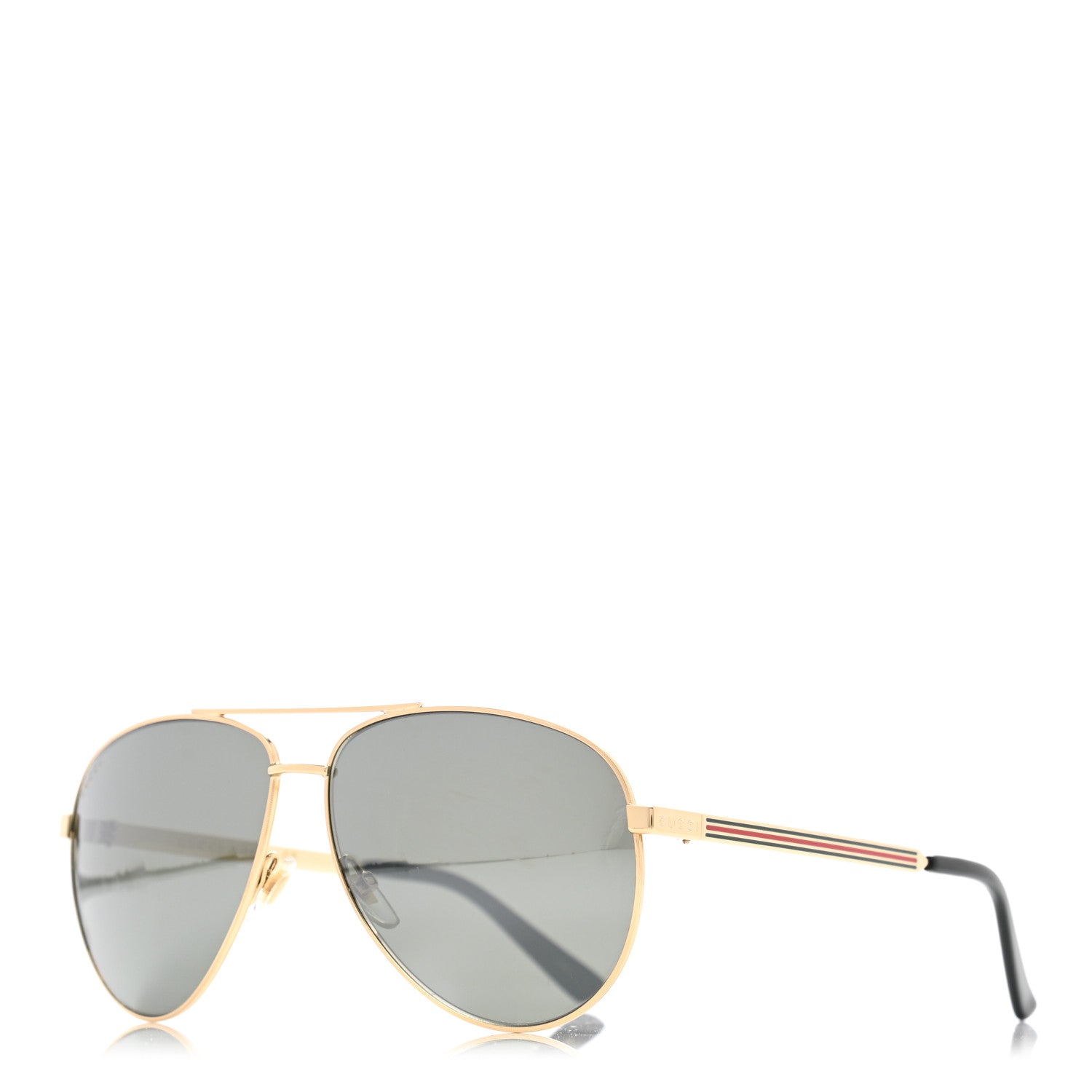 Gucci Web Aviator Sunglasses GG0137S Gold Black 1 of 8