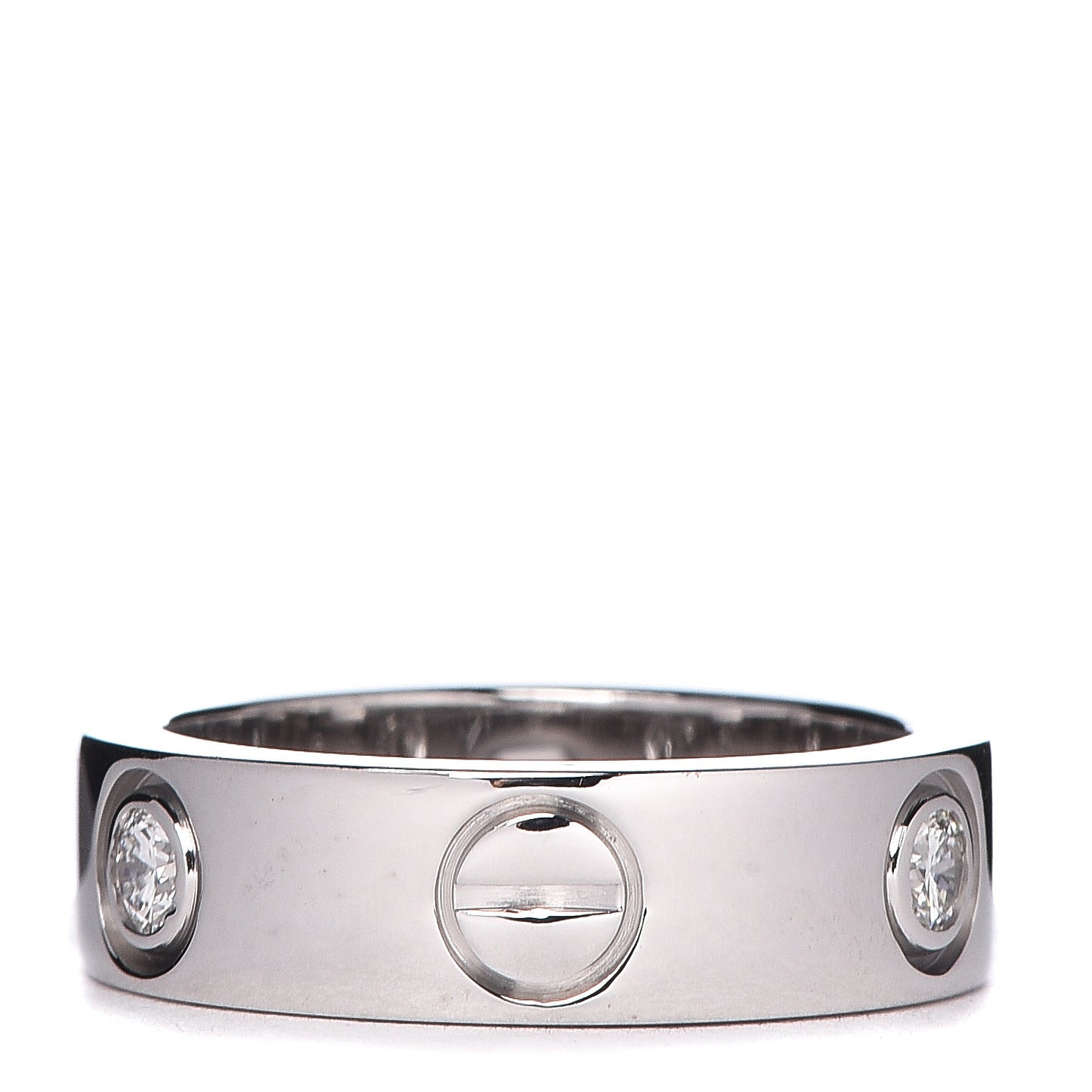 18K White Gold 3 Diamond 5.5mm LOVE Ring 47 4.25