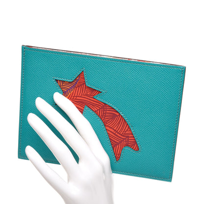 Hermes Epsom Petit H Shooting Star Passport Holder Bleu Paon Etoupe 2 of 7