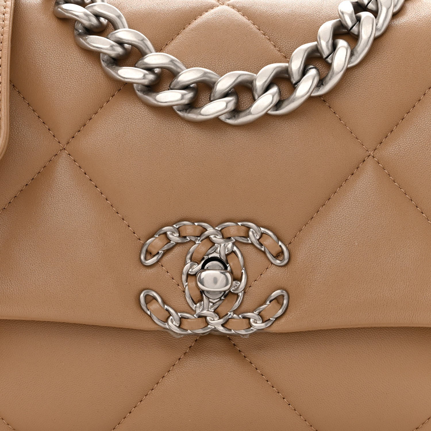 Chanel Lambskin Quilted Medium Chanel 19 Flap Dark Beige 8 of 10