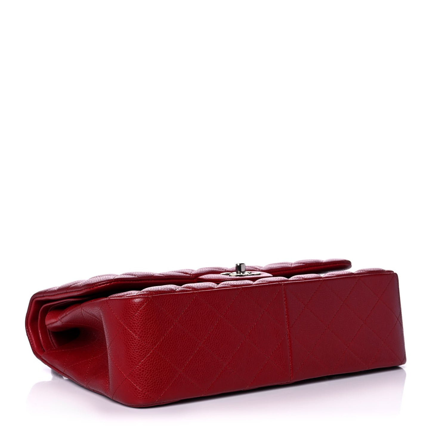 Caviar Quilted Jumbo Double Flap Dark Red