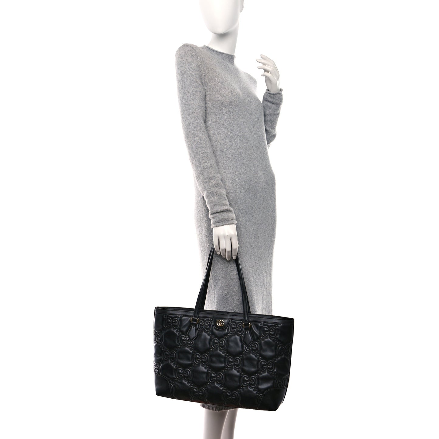 Calfskin GG Matelasse Medium Ophidia Shopping Tote Black