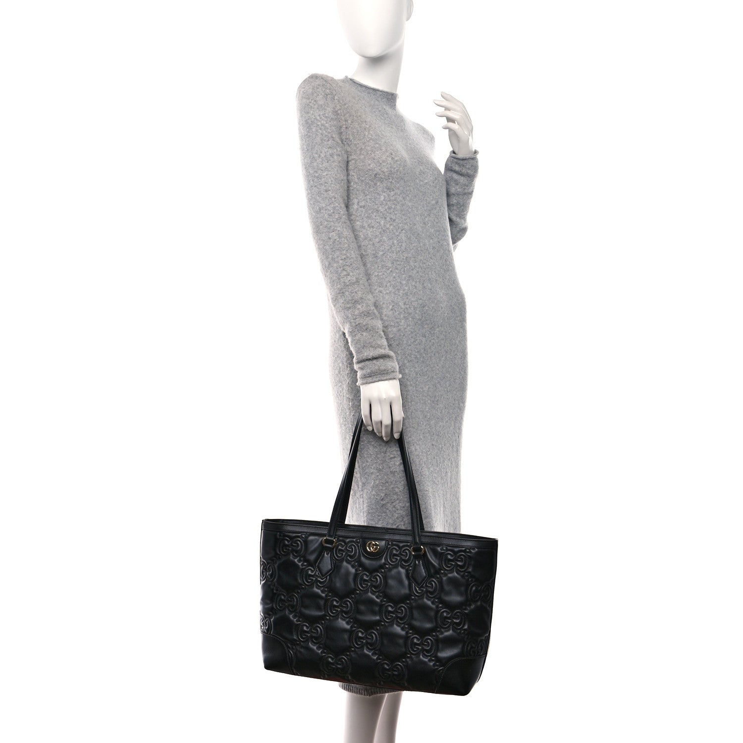 Gucci Calfskin GG Matelasse Medium Ophidia Shopping Tote Black 2 of 9