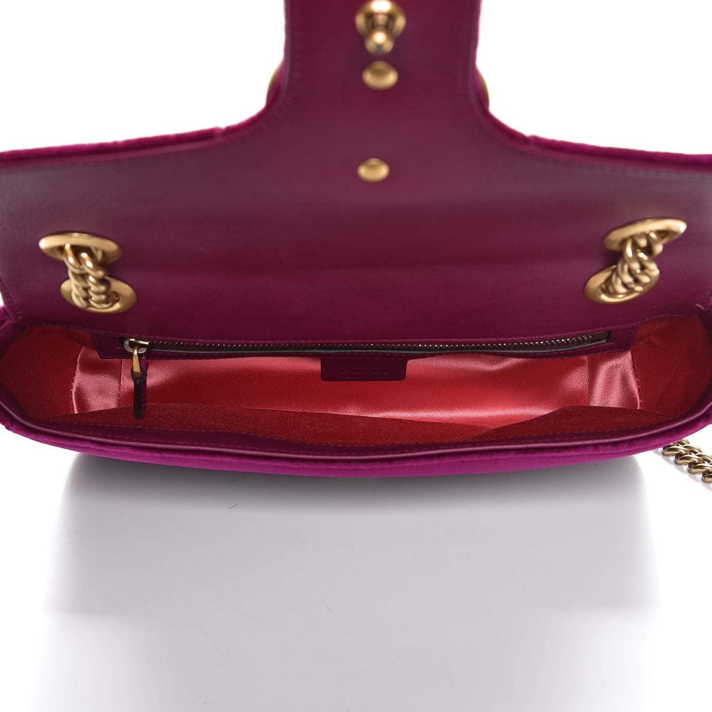 Velvet Matelasse Small GG Marmont Shoulder Bag Fuchsia Violet Cyclamen