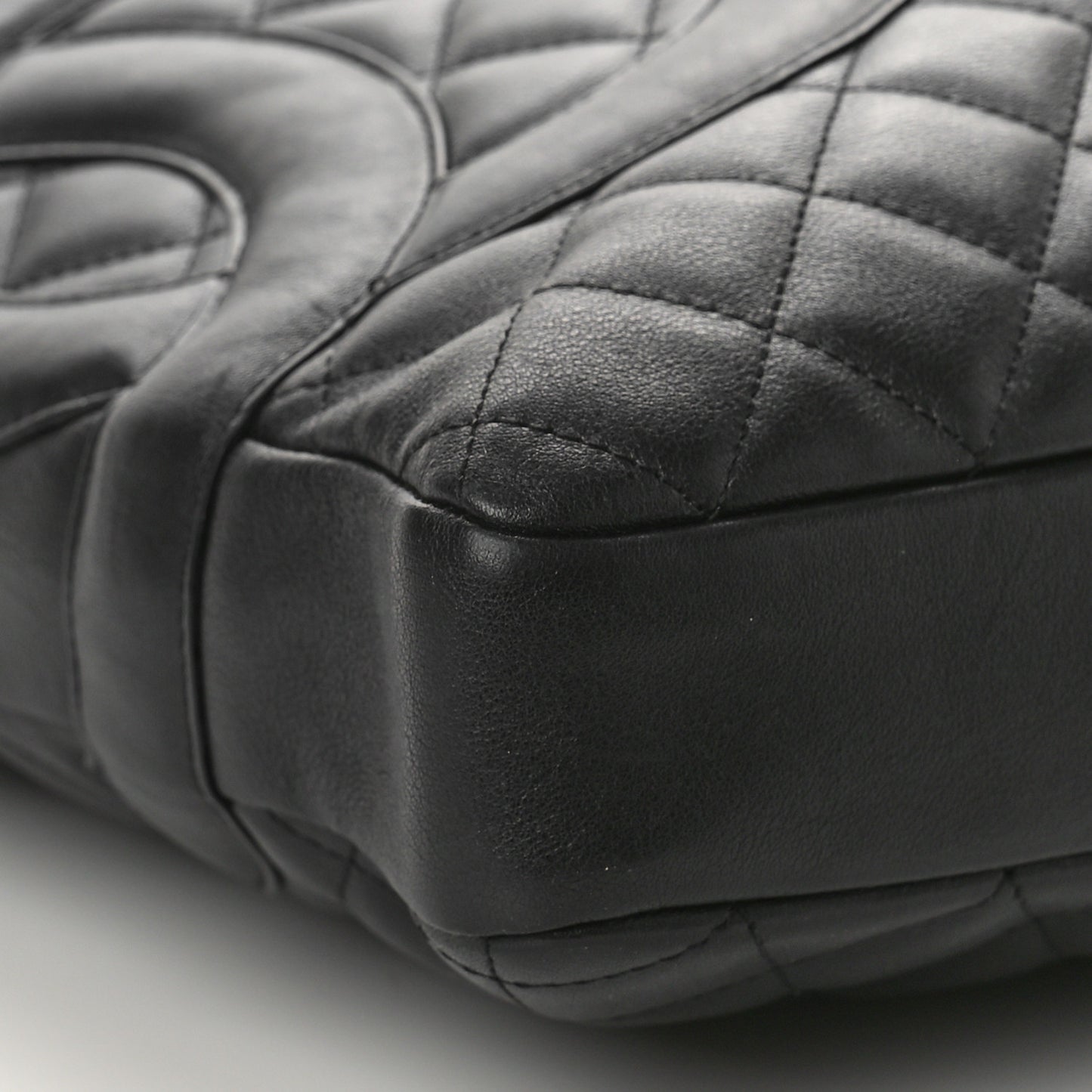 Calfskin Quilted Large Cambon Messenger Black
