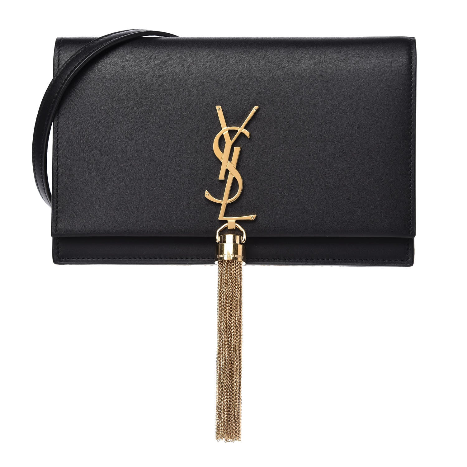 Saint Laurent Smooth Calfskin Classic Monogram Kate Tassel Chain Wallet Black 1 of 10