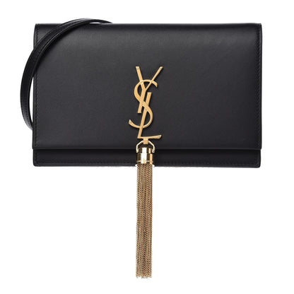 Saint Laurent Smooth Calfskin Classic Monogram Kate Tassel Chain Wallet Black 1 of 10