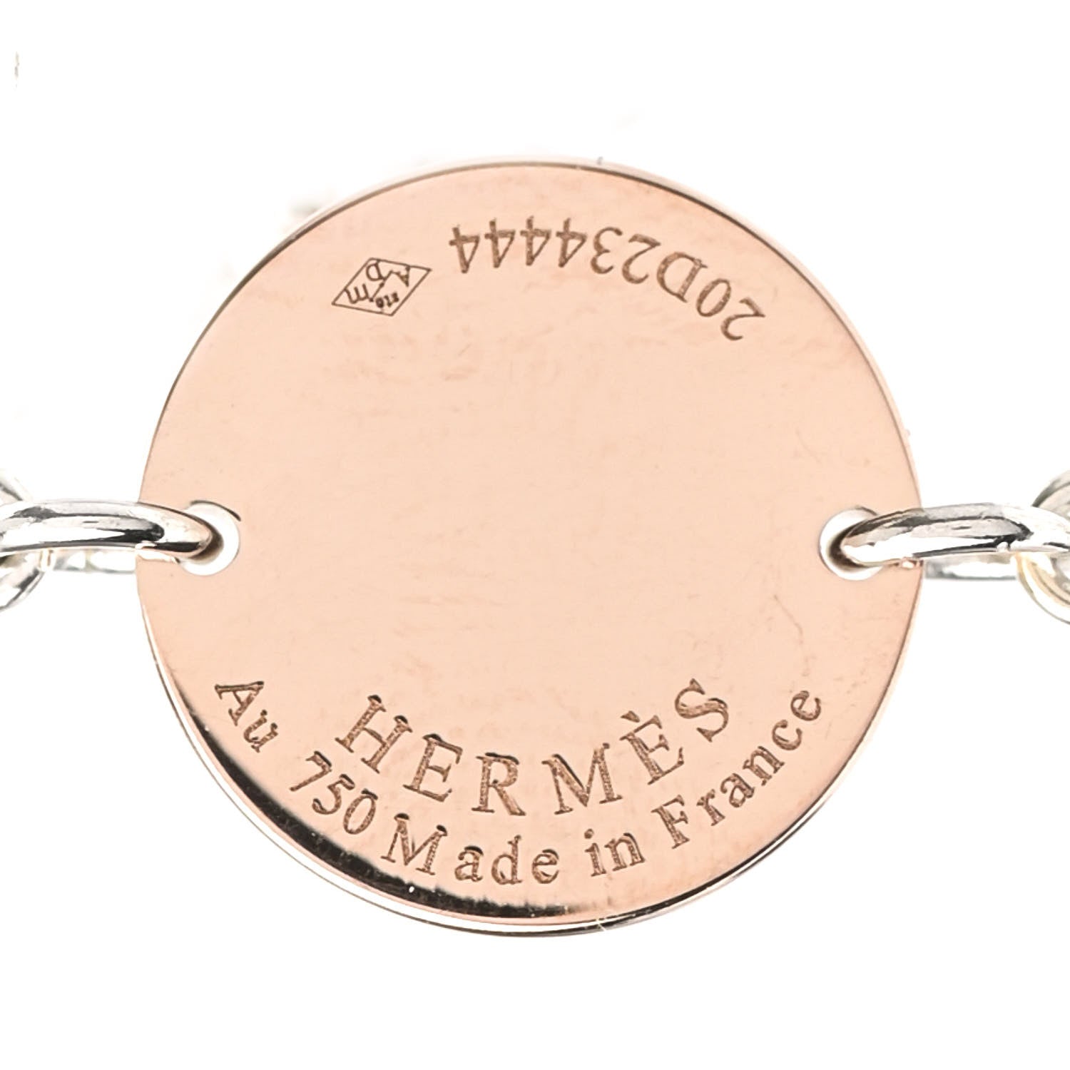 Hermes Sterling Silver 18K Rose Gold Confettis Long Necklace 120 4 of 5