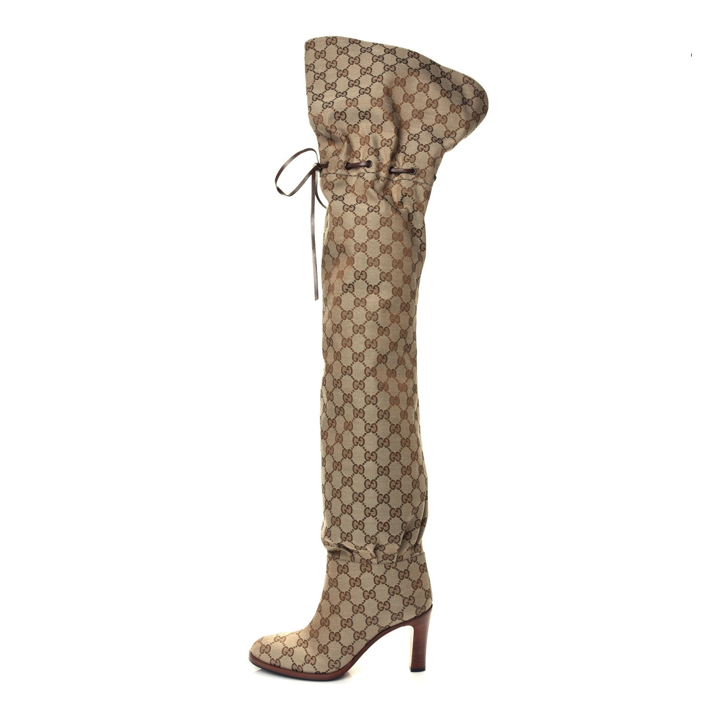 Monogram Over the Knee Boots 36.5 Beige Ebony
