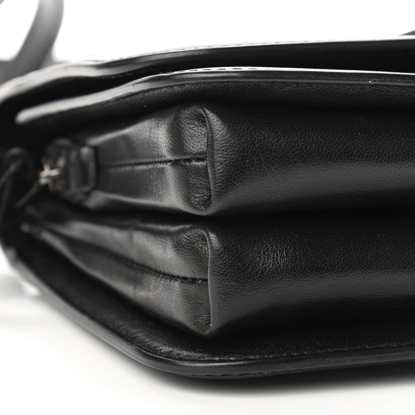 Shiny Box Calfskin Small B Bag Black
