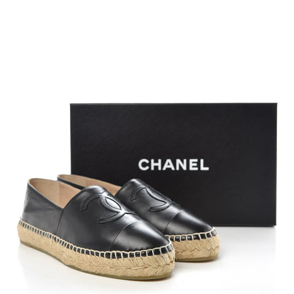 Chanel Lambskin CC Espadrilles 37 Black 10 of 10