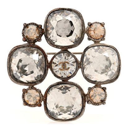 Chanel Crystal CC Cross Brooch Light Gold Beige 1 of 3