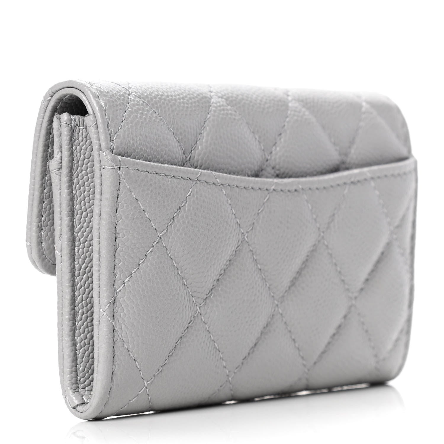 Chanel Caviar Quilted Flap Card Holder Wallet Grey 2 of 4