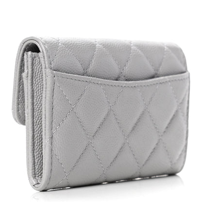 Chanel Caviar Quilted Flap Card Holder Wallet Grey 2 of 4