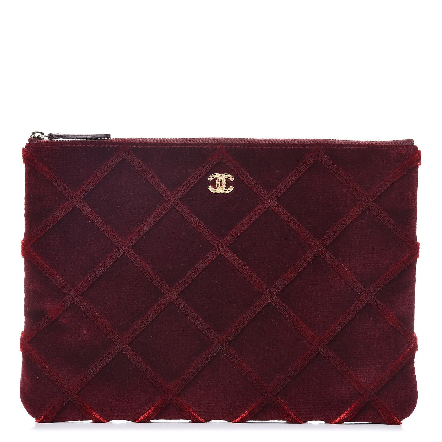 Velvet Quilted Medium Cosmetic Case Burgundy