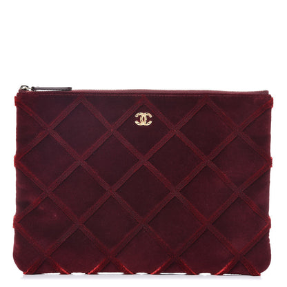 Chanel Velvet Quilted Medium Cosmetic Case Burgundy 1 of 8