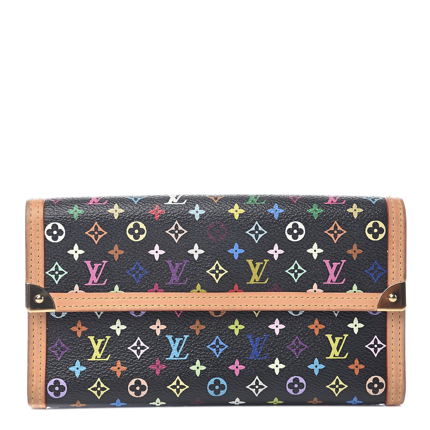 Louis Vuitton Monogram Multicolor Porte Tresor International Wallet Black 1 of 6
