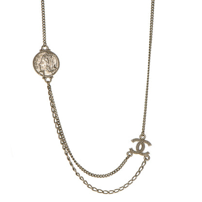 Chanel CC Coco Mademoiselle Coin Necklace Silver 1 of 4