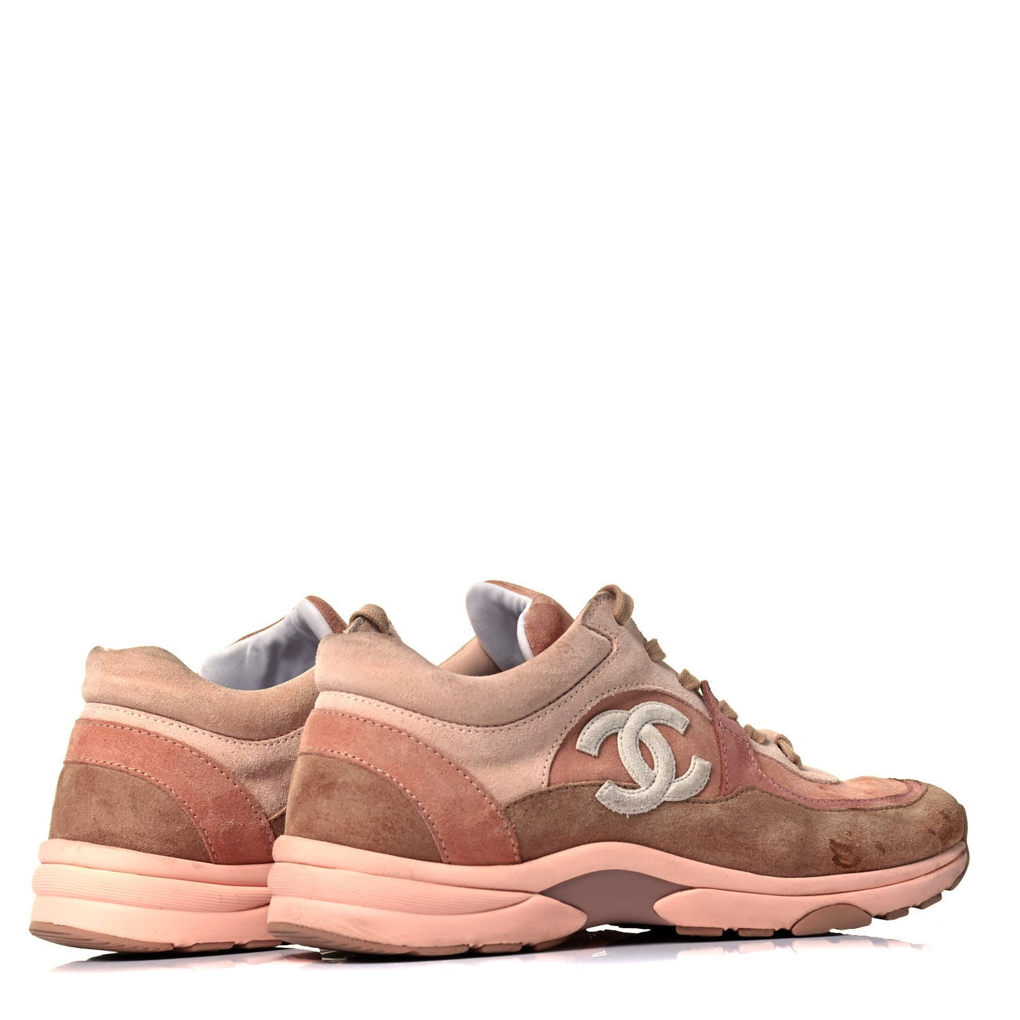 Nylon Lambskin Suede Calfskin CC Sneakers 39 Pink