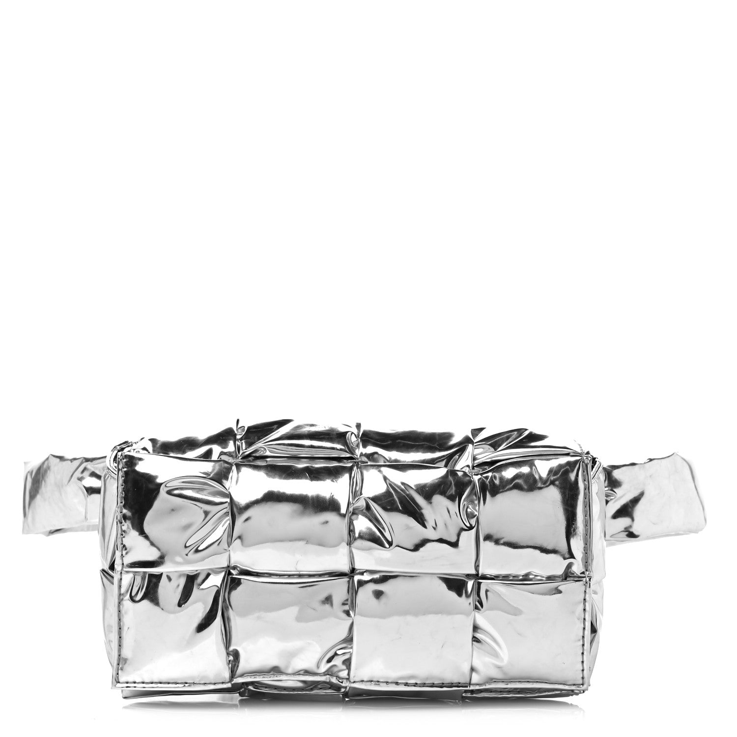 Bottega Veneta Metallic Lambskin Maxi Intrecciato Padded The Belt Cassette Bag Silver 1 of 7