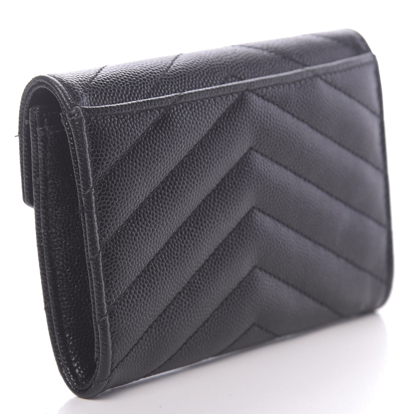 Grain De Poudre Matelasse Chevron Small Monogram Envelope Wallet Black