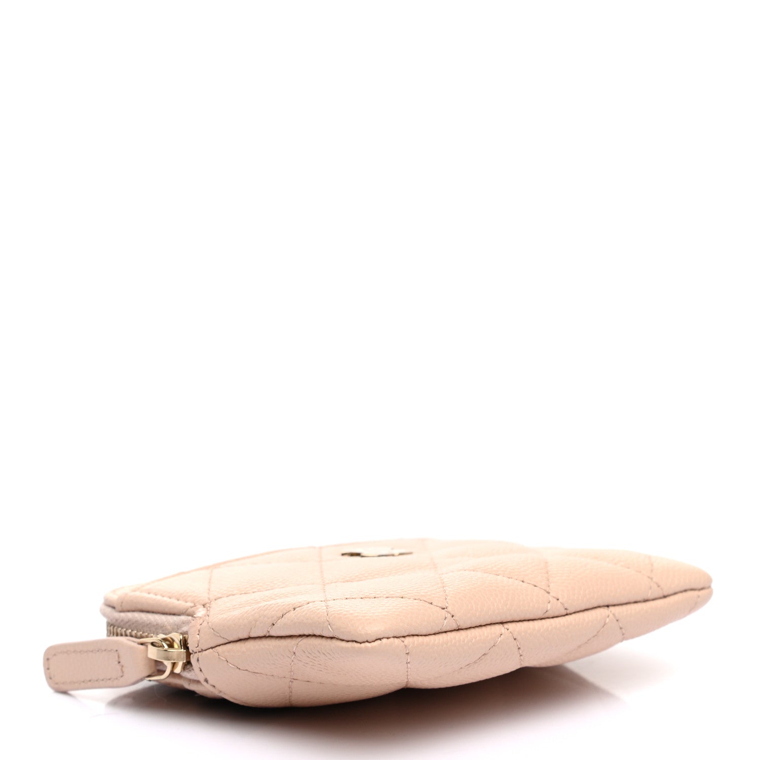 Chanel Caviar Quilted Zip Card Holder Wallet Light Beige 4 of 7