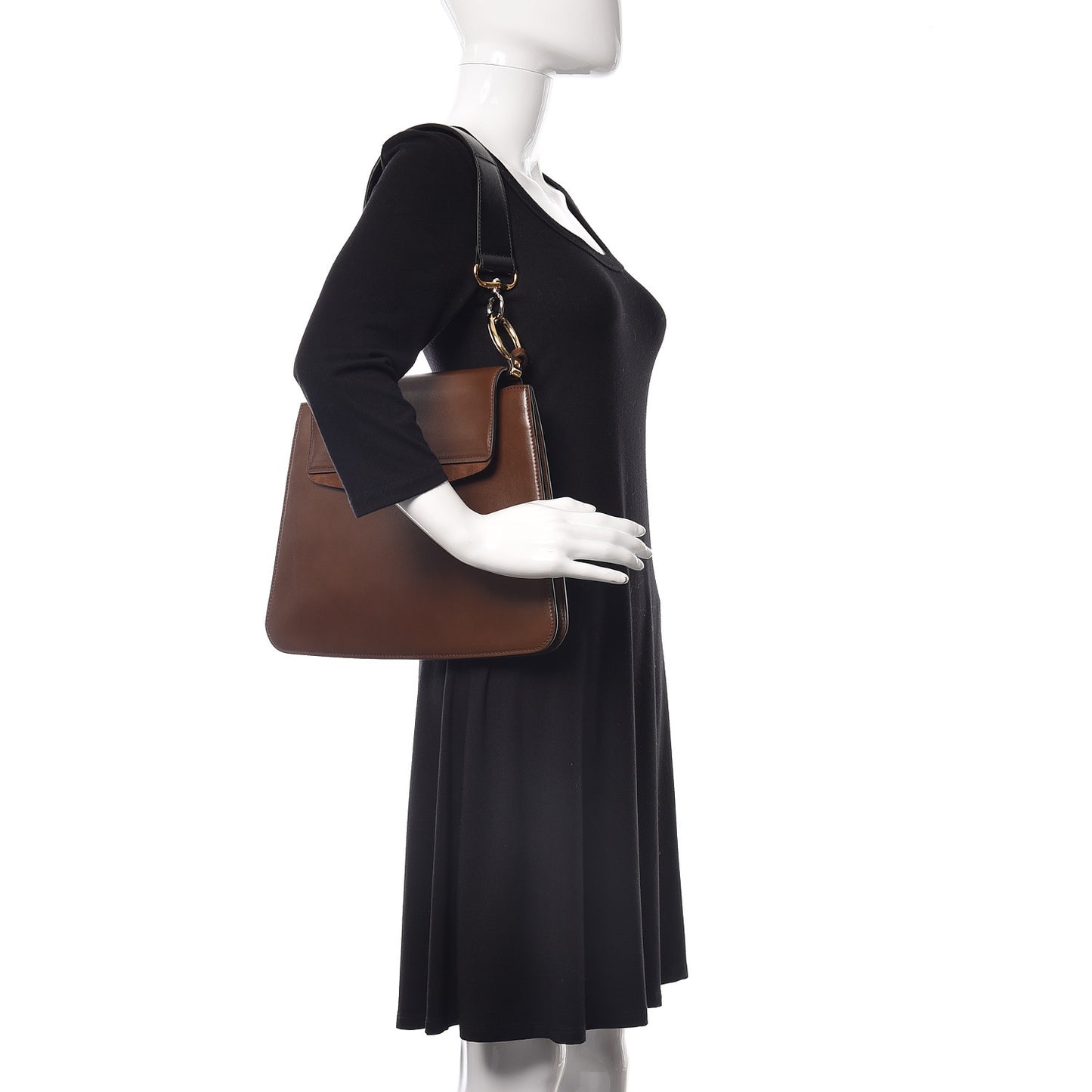 Calfskin Suede Medium C Shoulder Bag Sharp Brown