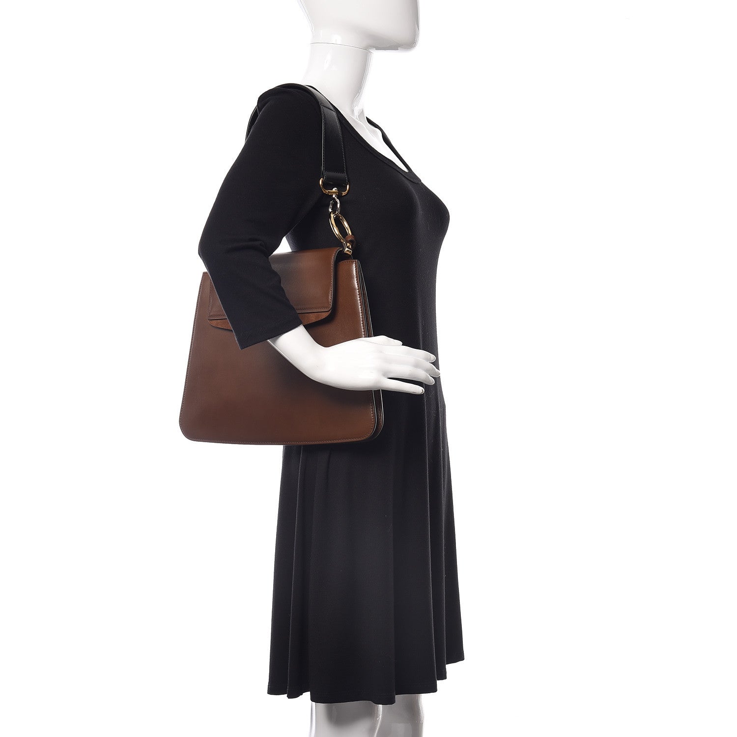 Chloe Calfskin Suede Medium C Shoulder Bag Sharp Brown 2 of 10