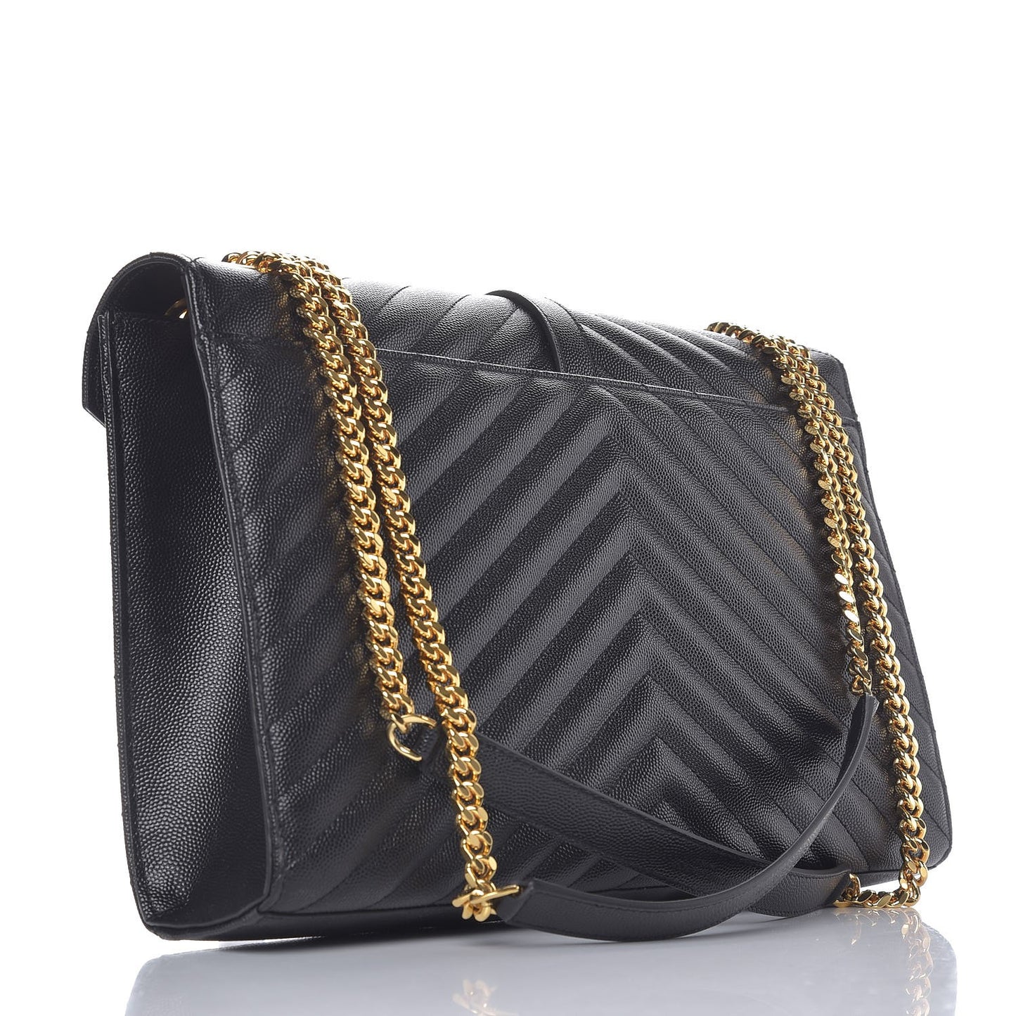 Grain De Poudre Matelasse Chevron Large Monogram Satchel Black