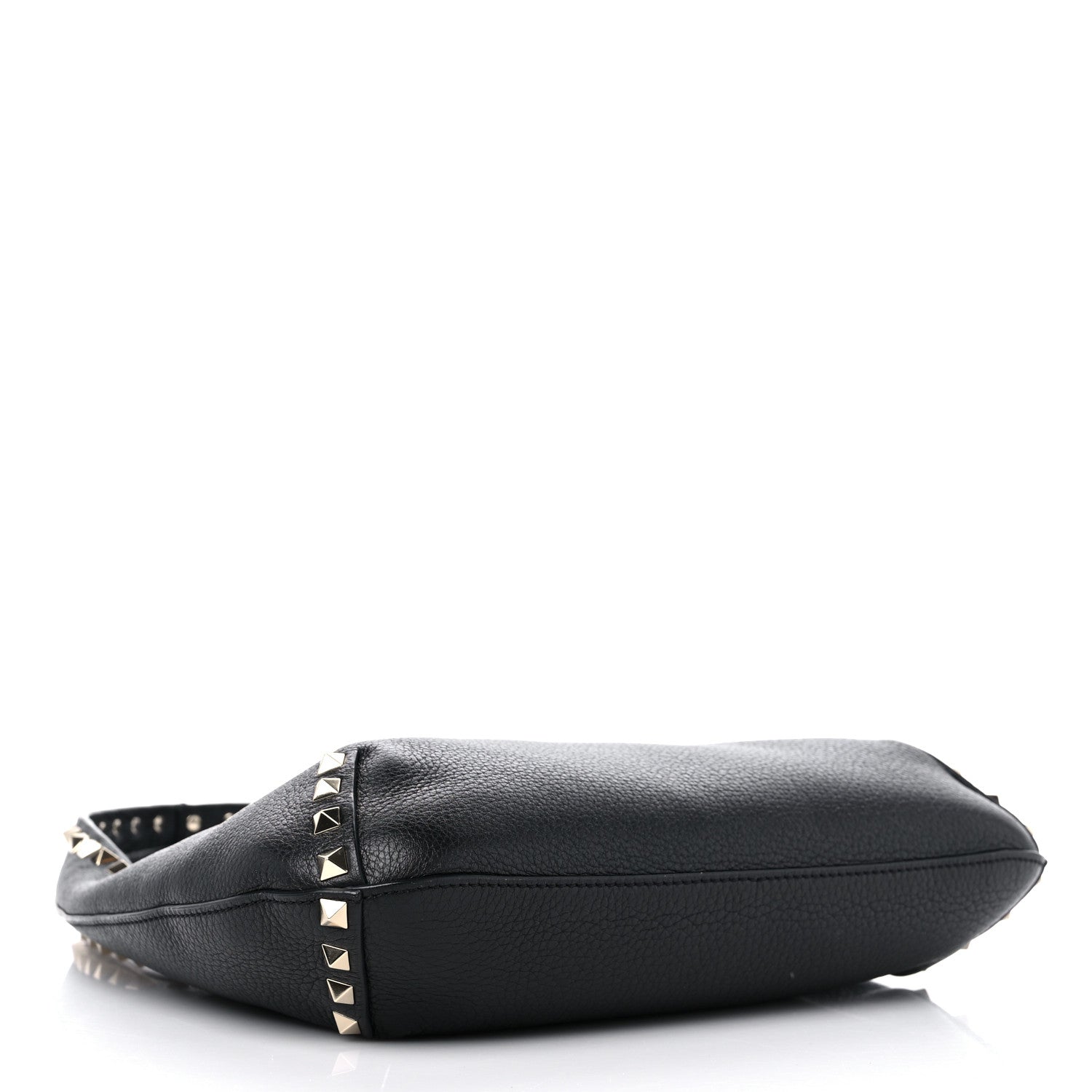Valentino Garavani Pebbled Calfskin Small Rockstud Flip Lock Hobo Black 4 of 8