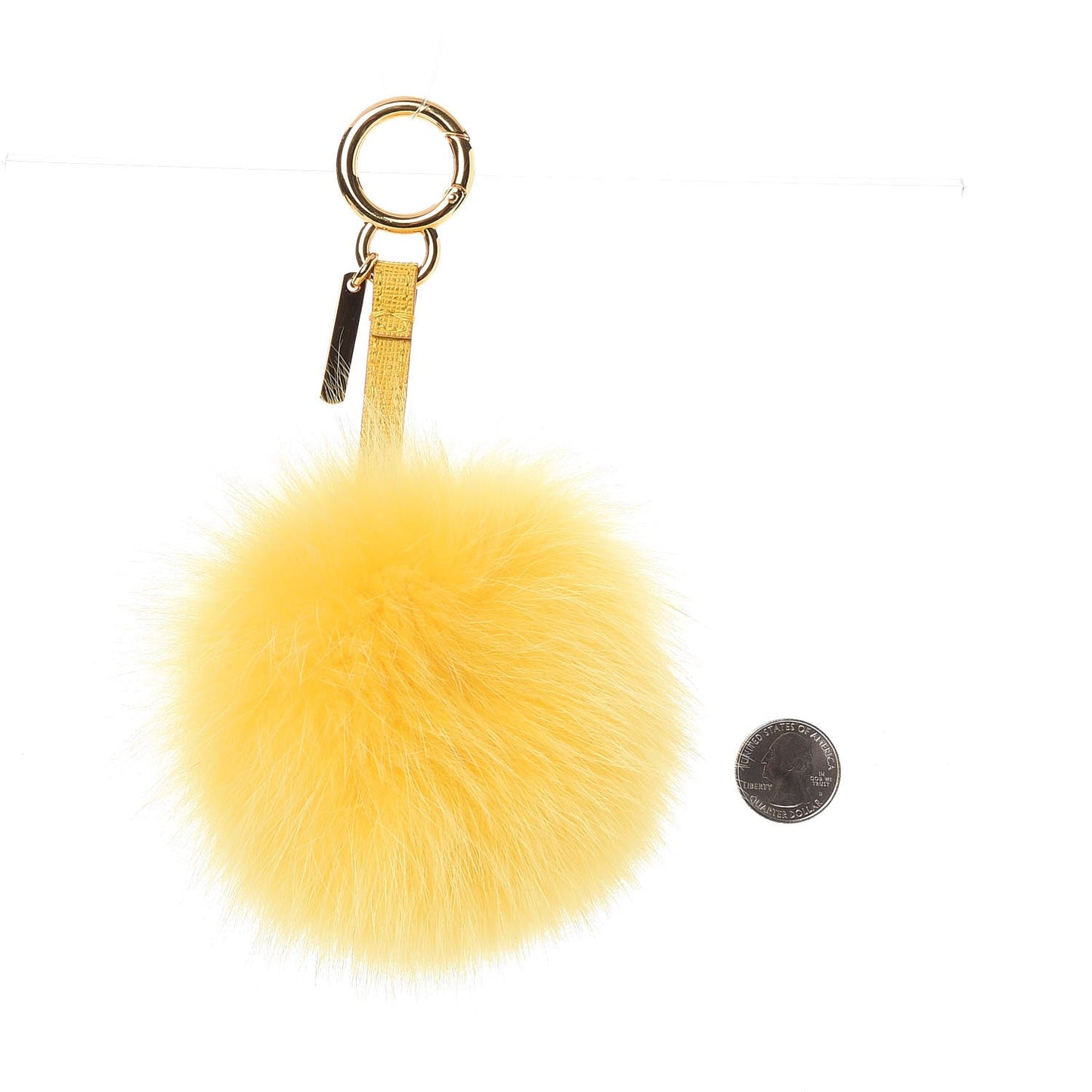 Fox Fur Pom Pom Bag Charm Yellow